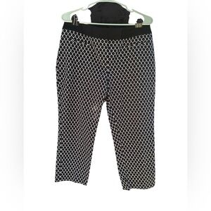 Apt. 9 Modern Fit Black White Geometric Crop Pants Size 10 Stretch